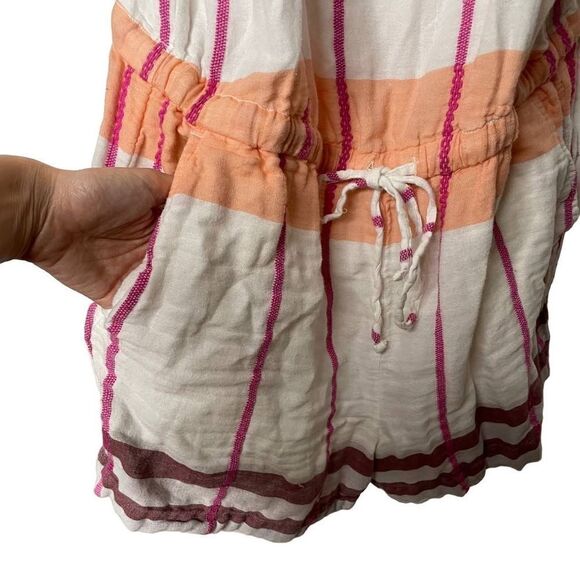 Lou & Grey Ann Taylor Loft Ivory Orange Striped Print Romper - Picture 6 of 9
